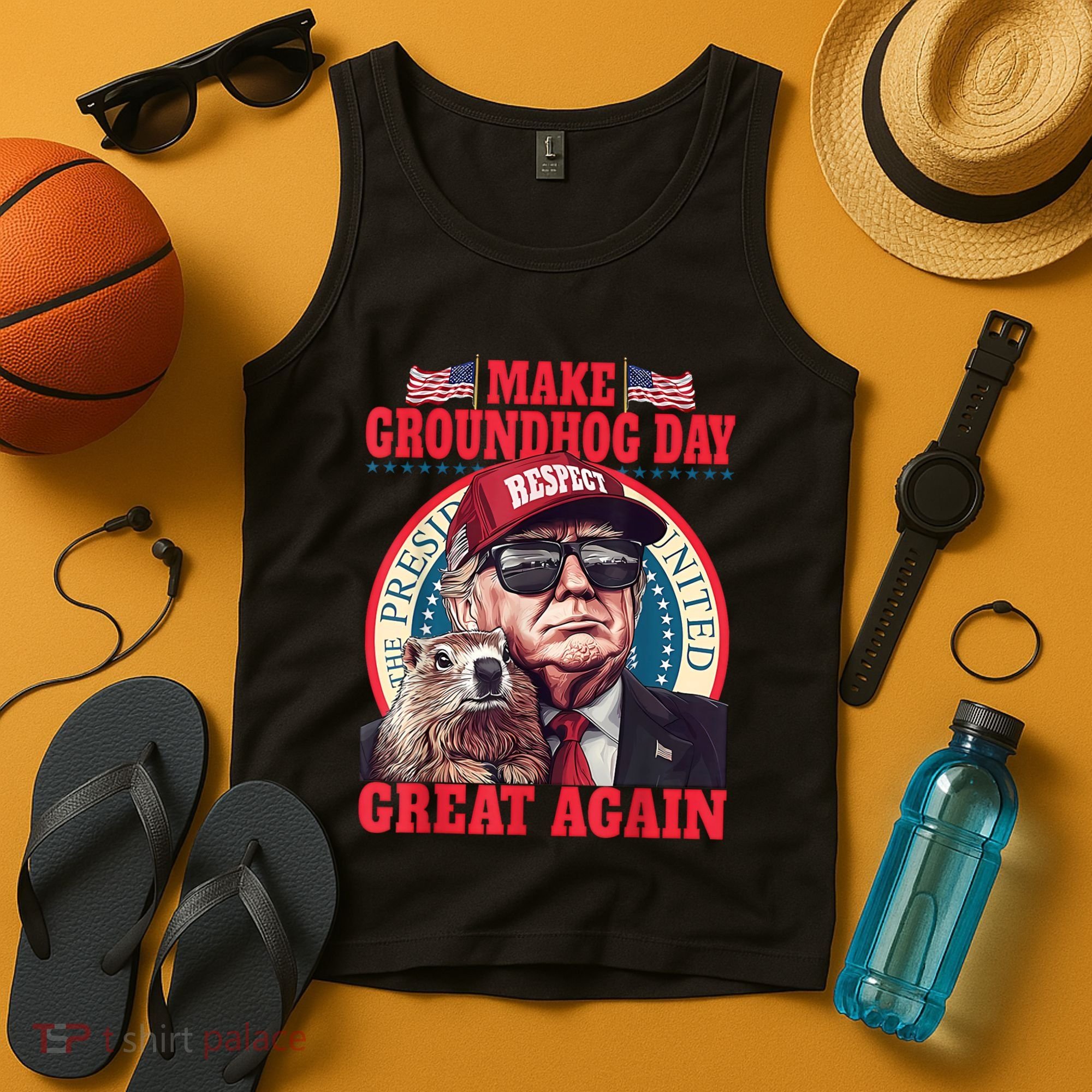 Funny Cool Trump Groundhog Make Groundhog Day Great Again Tank Top