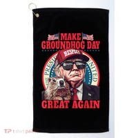 Funny Cool Trump Groundhog Make Groundhog Day Great Again Golf Towel thumb 0