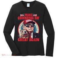 Funny Cool Trump Groundhog Make Groundhog Day Great Again Women's Long Sleeve Shirt thumb 0
