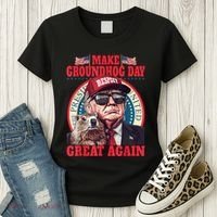 Funny Cool Trump Groundhog Make Groundhog Day Great Again Women's T-Shirt thumb 3