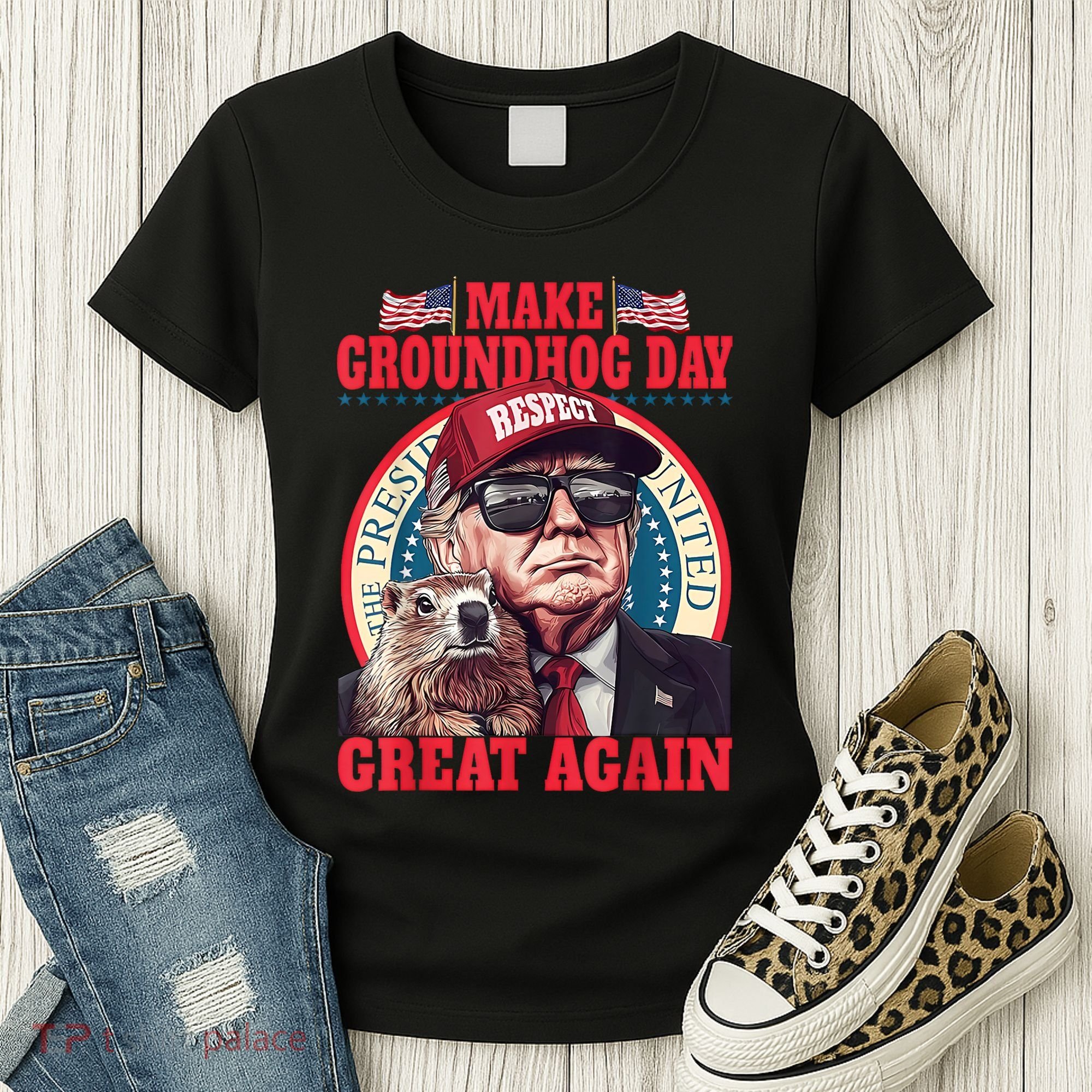 Funny Cool Trump Groundhog Make Groundhog Day Great Again Women's T-Shirt