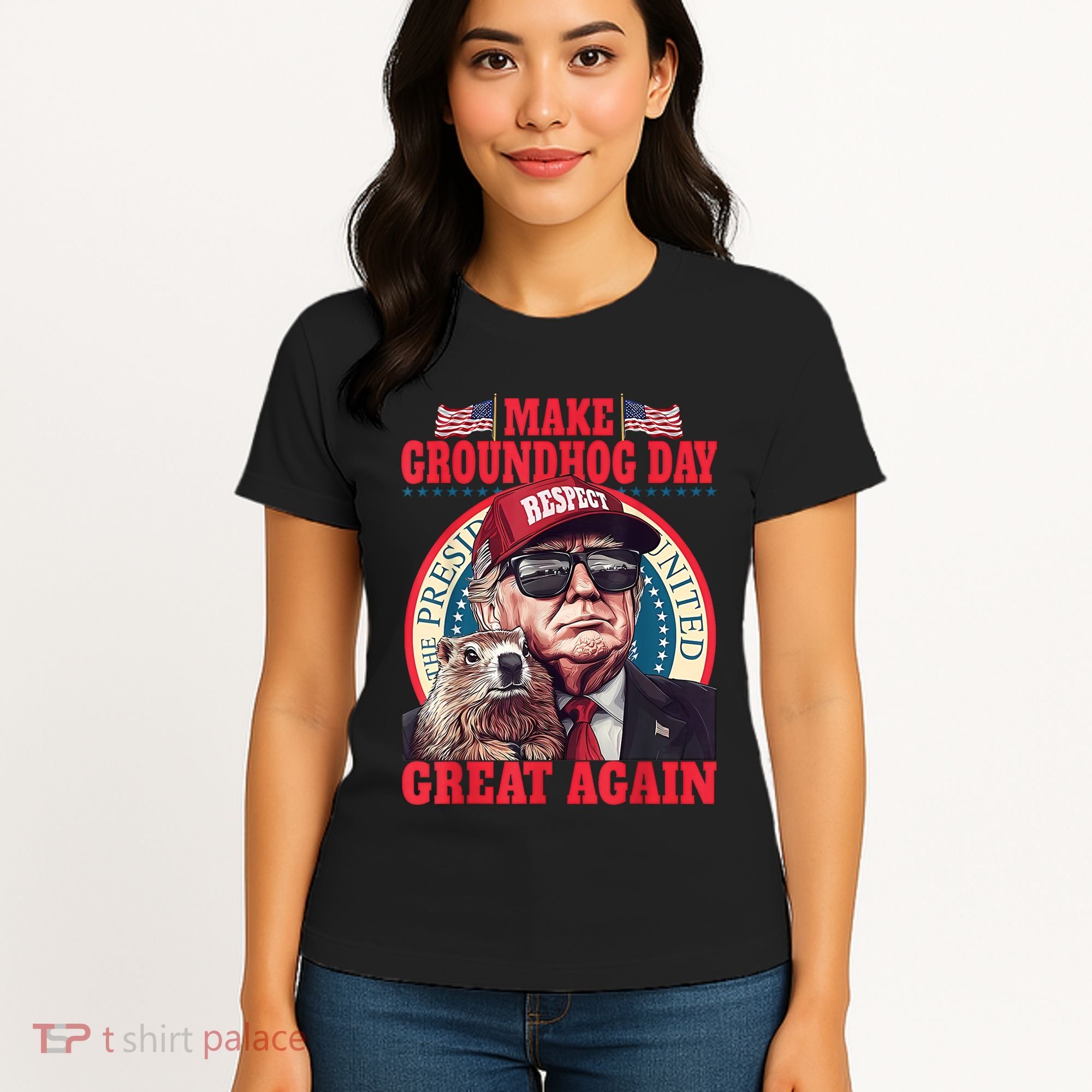 Funny Cool Trump Groundhog Make Groundhog Day Great Again Women's T-Shirt