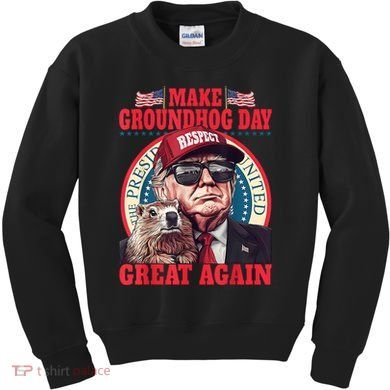 Funny Cool Trump Groundhog Make Groundhog Day Great Again Kids Sweatshirt