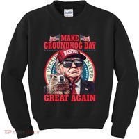 Funny Cool Trump Groundhog Make Groundhog Day Great Again Kids Sweatshirt thumb 0