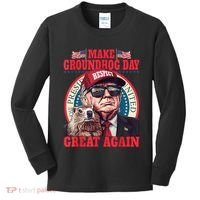 Funny Cool Trump Groundhog Make Groundhog Day Great Again Kids Long Sleeve Shirt thumb 0