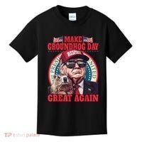 Funny Cool Trump Groundhog Make Groundhog Day Great Again Kids T-Shirt thumb 0