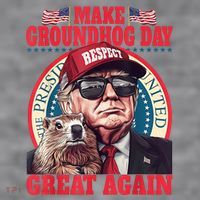 Funny Cool Trump Groundhog Make Groundhog Day Great Again Women's Racerback Cropped Tank thumb 2