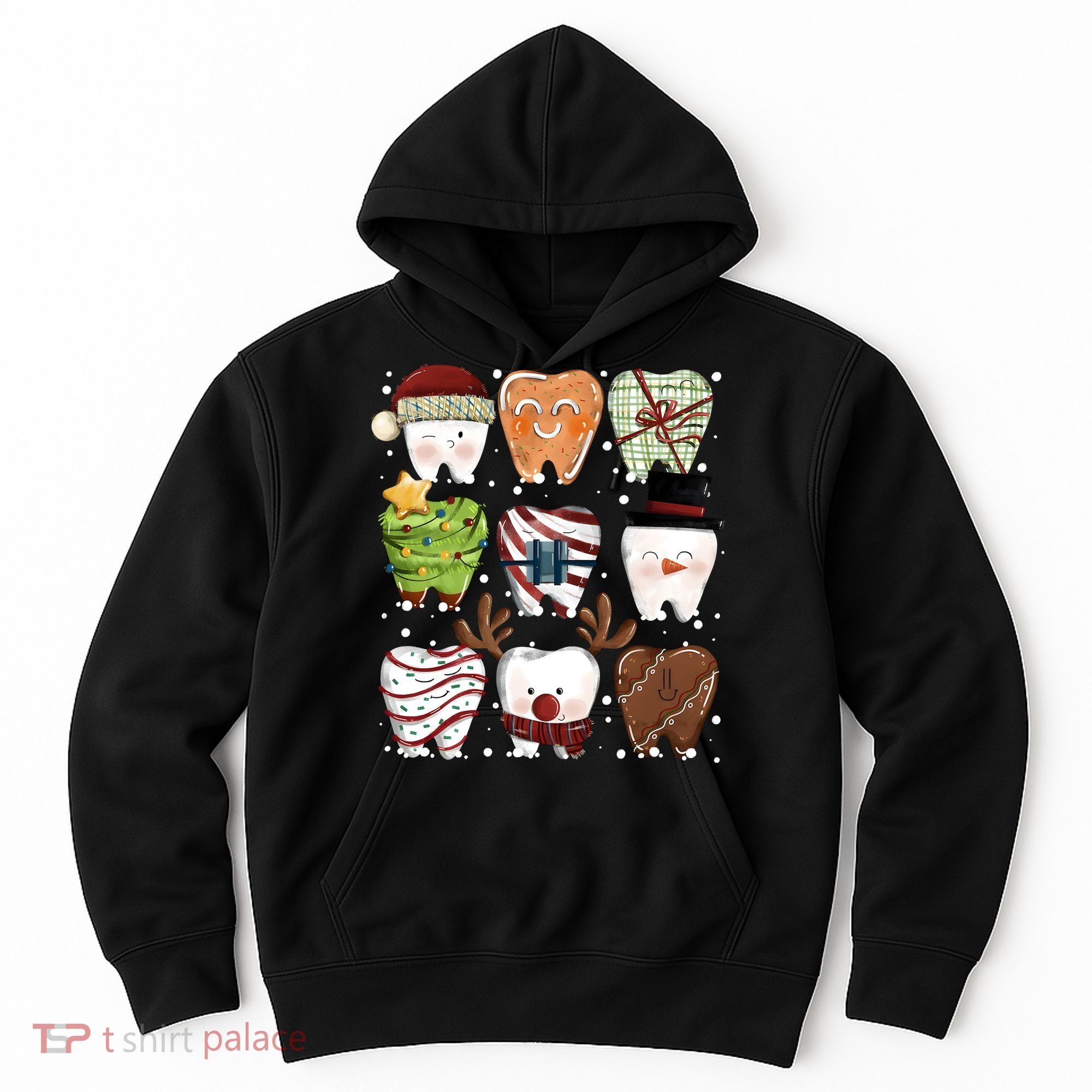 Funny Christmas Teeth Dental Dentist Santa Reindeer Snowman Gingerbread Hoodie