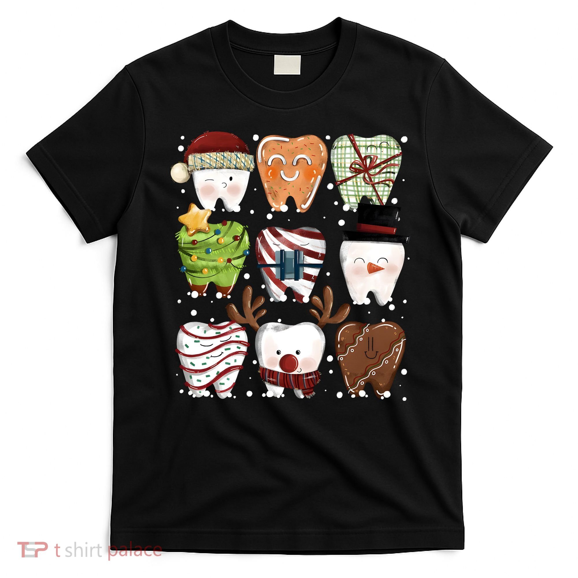 Funny Christmas Teeth Dental Dentist Santa Reindeer Snowman Gingerbread T-Shirt
