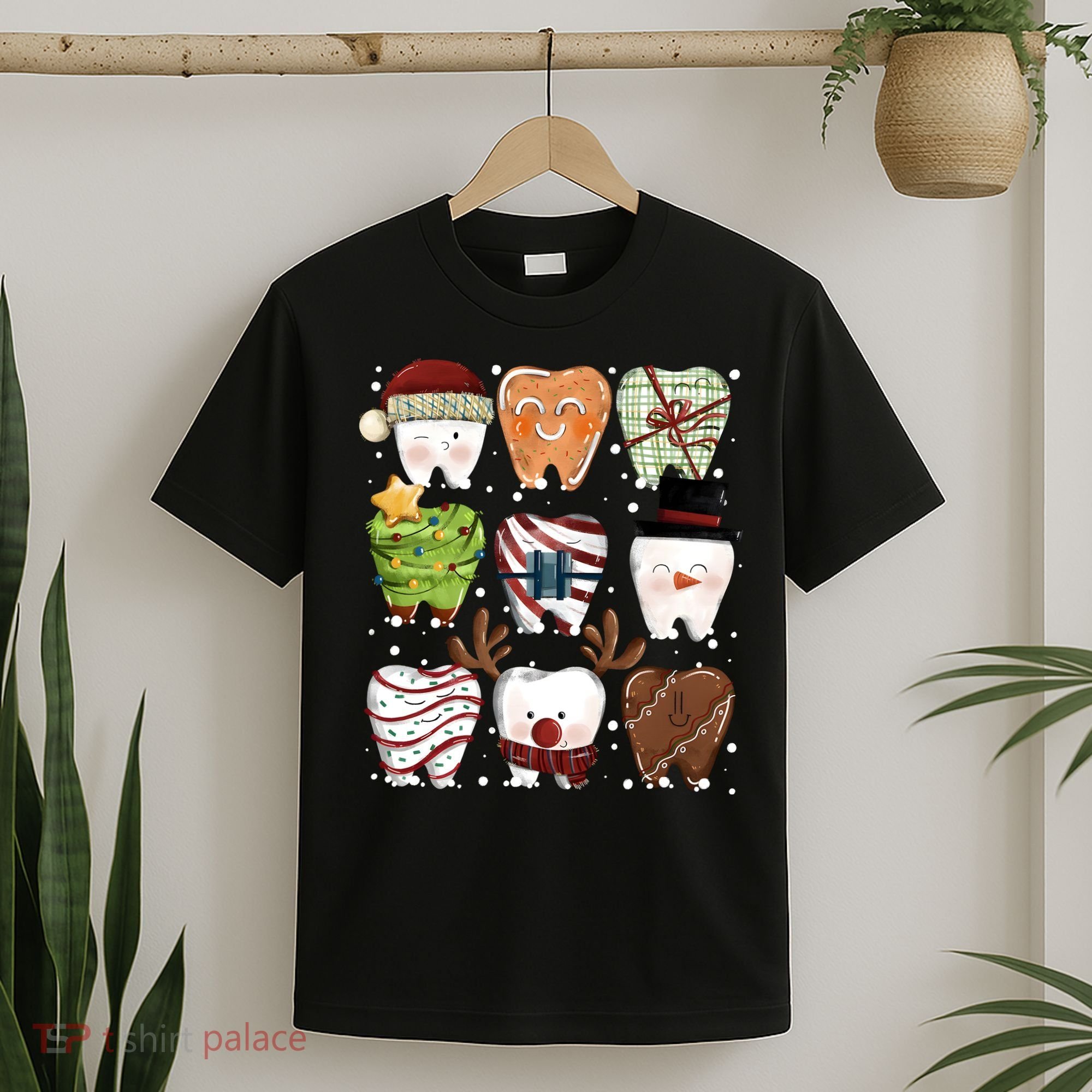 Funny Christmas Teeth Dental Dentist Santa Reindeer Snowman Gingerbread T-Shirt