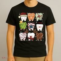 Funny Christmas Teeth Dental Dentist Santa Reindeer Snowman Gingerbread T-Shirt thumb 3