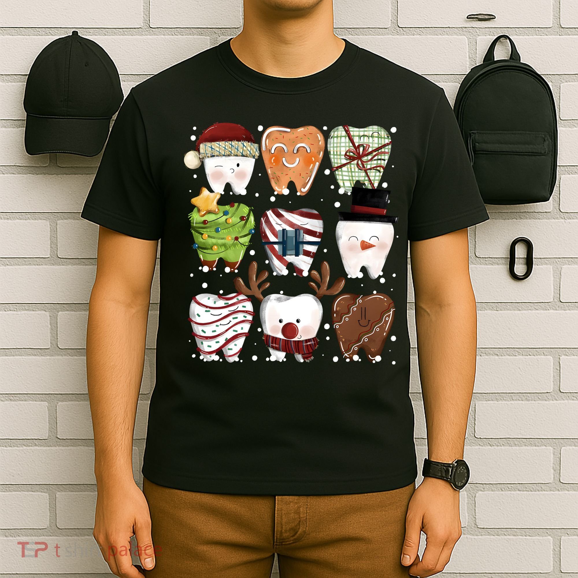 Funny Christmas Teeth Dental Dentist Santa Reindeer Snowman Gingerbread T-Shirt