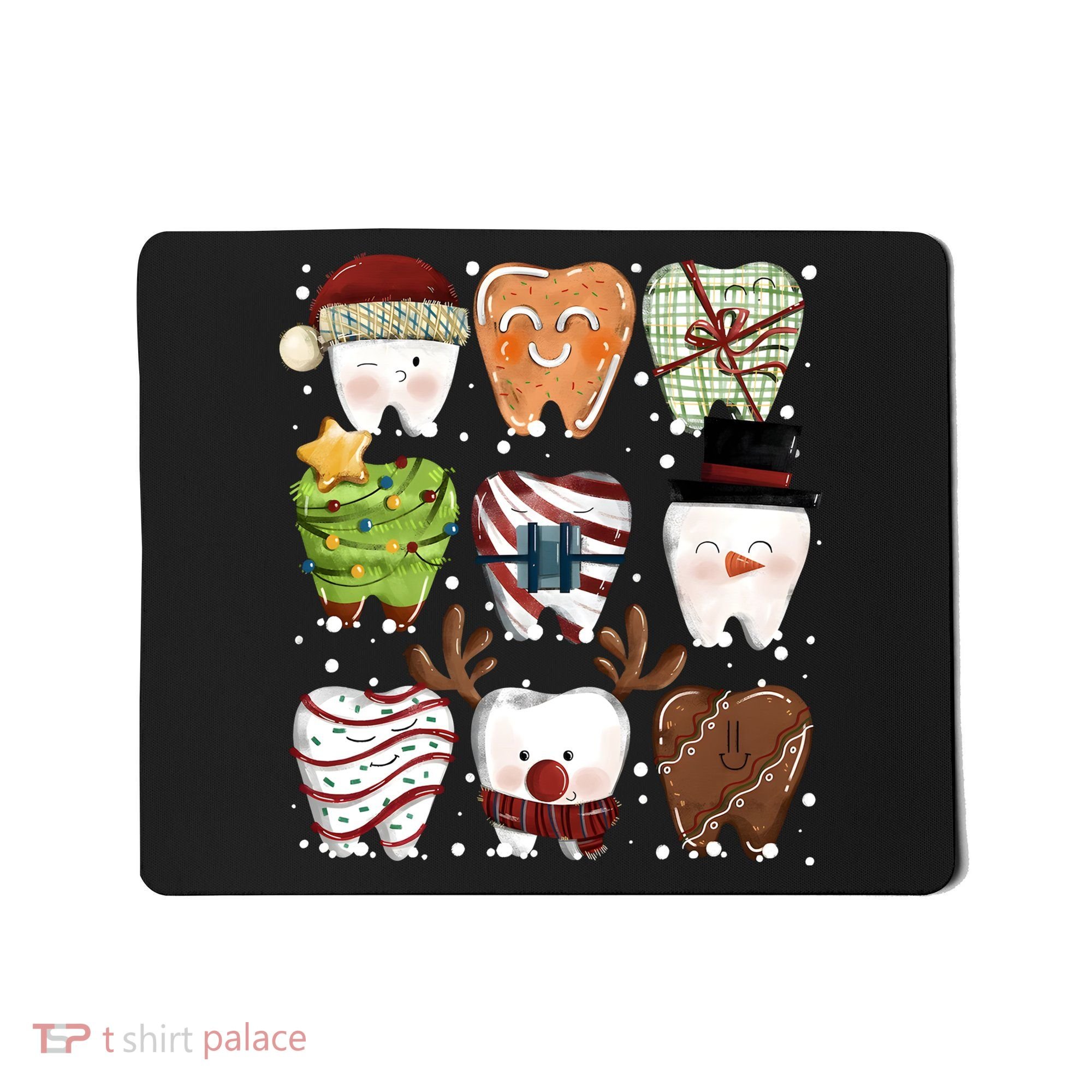 Funny Christmas Teeth Dental Dentist Santa Reindeer Snowman Gingerbread Mousepad