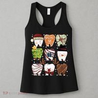 Funny Christmas Teeth Dental Dentist Santa Reindeer Snowman Gingerbread Women's Tank Top thumb 3