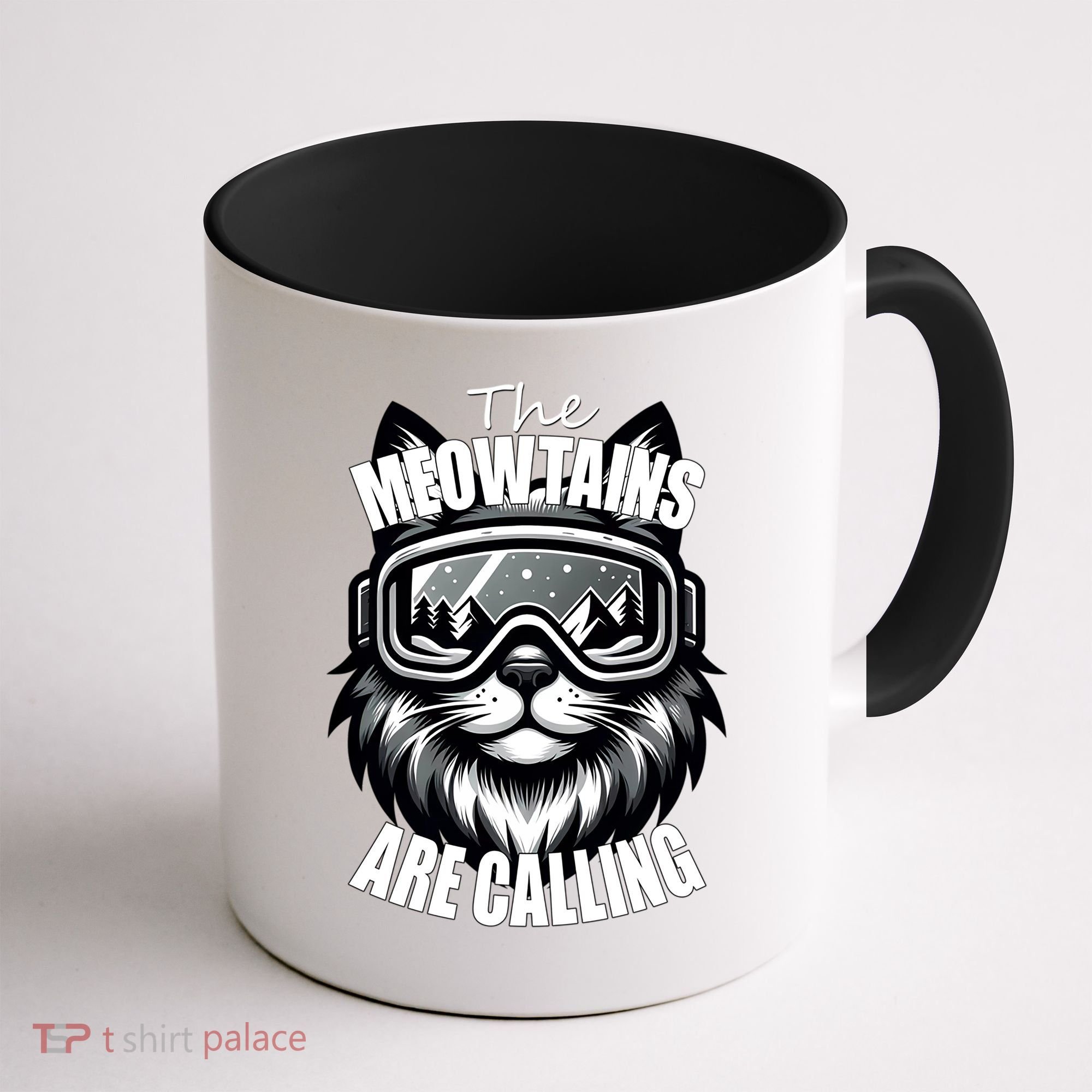 Funny Cat The Meowtains Are Calling Snowboard Ski Lover Coffee Mug