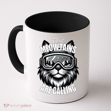 Funny Cat The Meowtains Are Calling Snowboard Ski Lover Coffee Mug