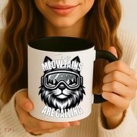 Funny Cat The Meowtains Are Calling Snowboard Ski Lover Coffee Mug thumb 3