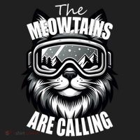 Funny Cat The Meowtains Are Calling Snowboard Ski Lover Beanie thumb 2