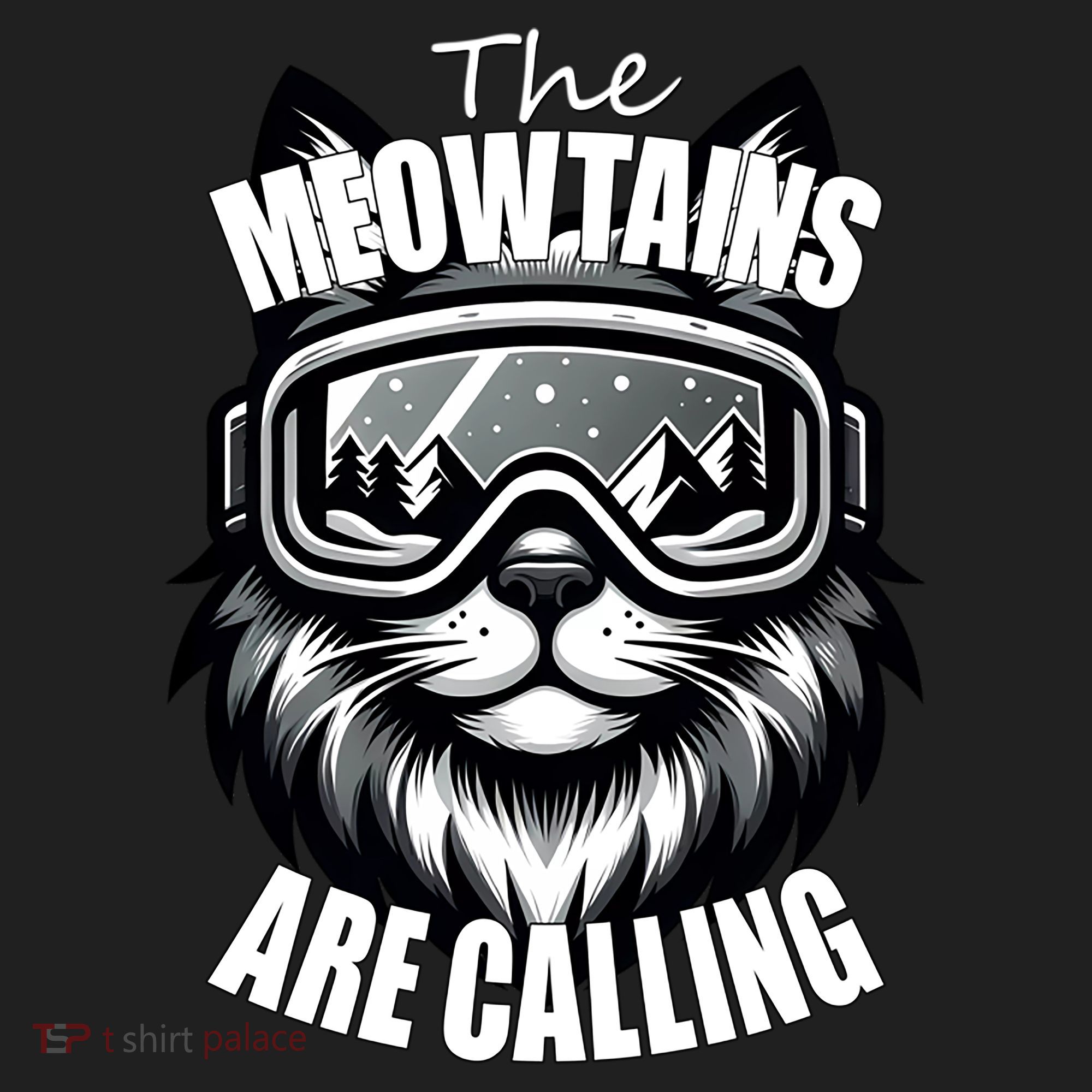 Funny Cat The Meowtains Are Calling Snowboard Ski Lover Beanie