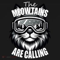 Funny Cat The Meowtains Are Calling Snowboard Ski Lover Women's Hoodie thumb 2