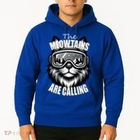 Funny Cat The Meowtains Are Calling Snowboard Ski Lover Hoodie thumb 2