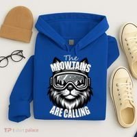 Funny Cat The Meowtains Are Calling Snowboard Ski Lover Hoodie thumb 4