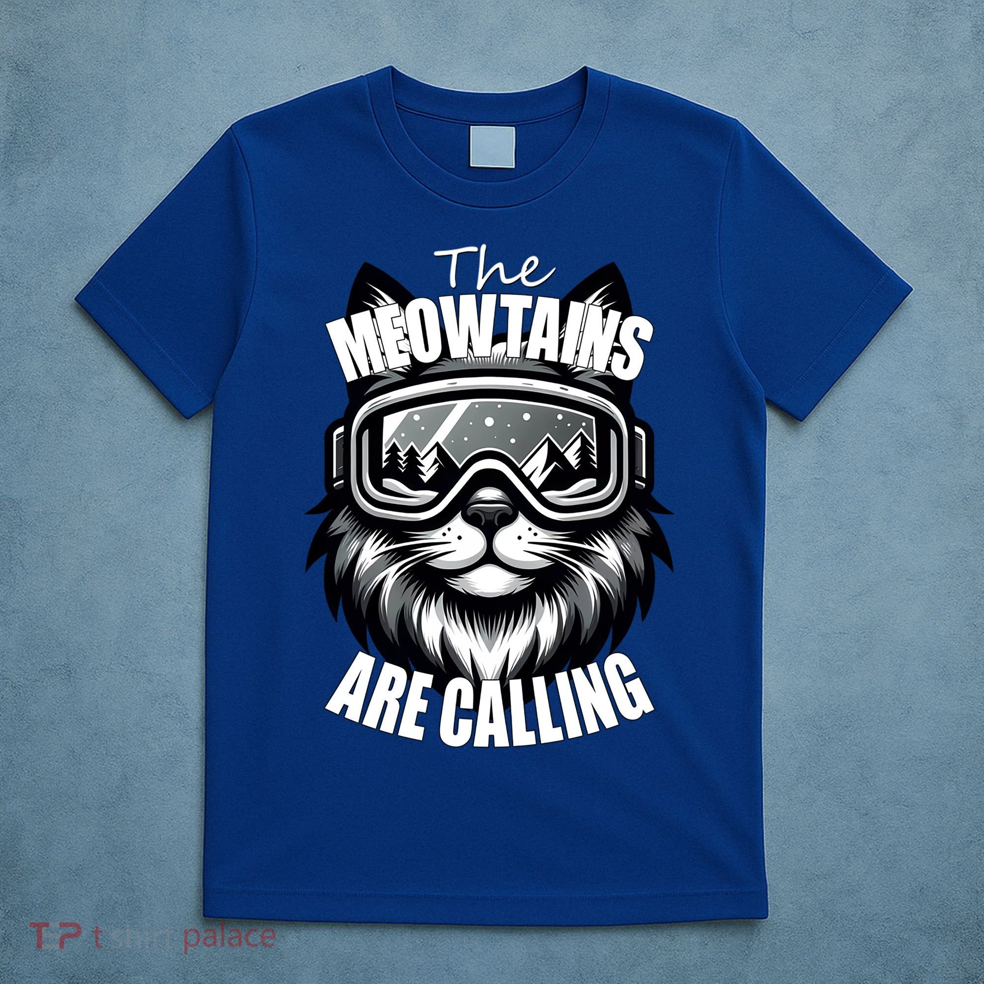 Funny Cat The Meowtains Are Calling Snowboard Ski Lover T-Shirt