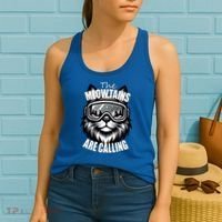 Funny Cat The Meowtains Are Calling Snowboard Ski Lover Women's Tank Top thumb 2