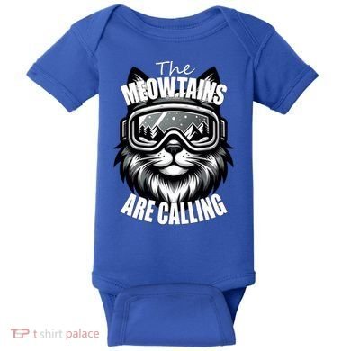 Funny Cat The Meowtains Are Calling Snowboard Ski Lover Baby Bodysuit