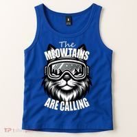 Funny Cat The Meowtains Are Calling Snowboard Ski Lover Tank Top thumb 2