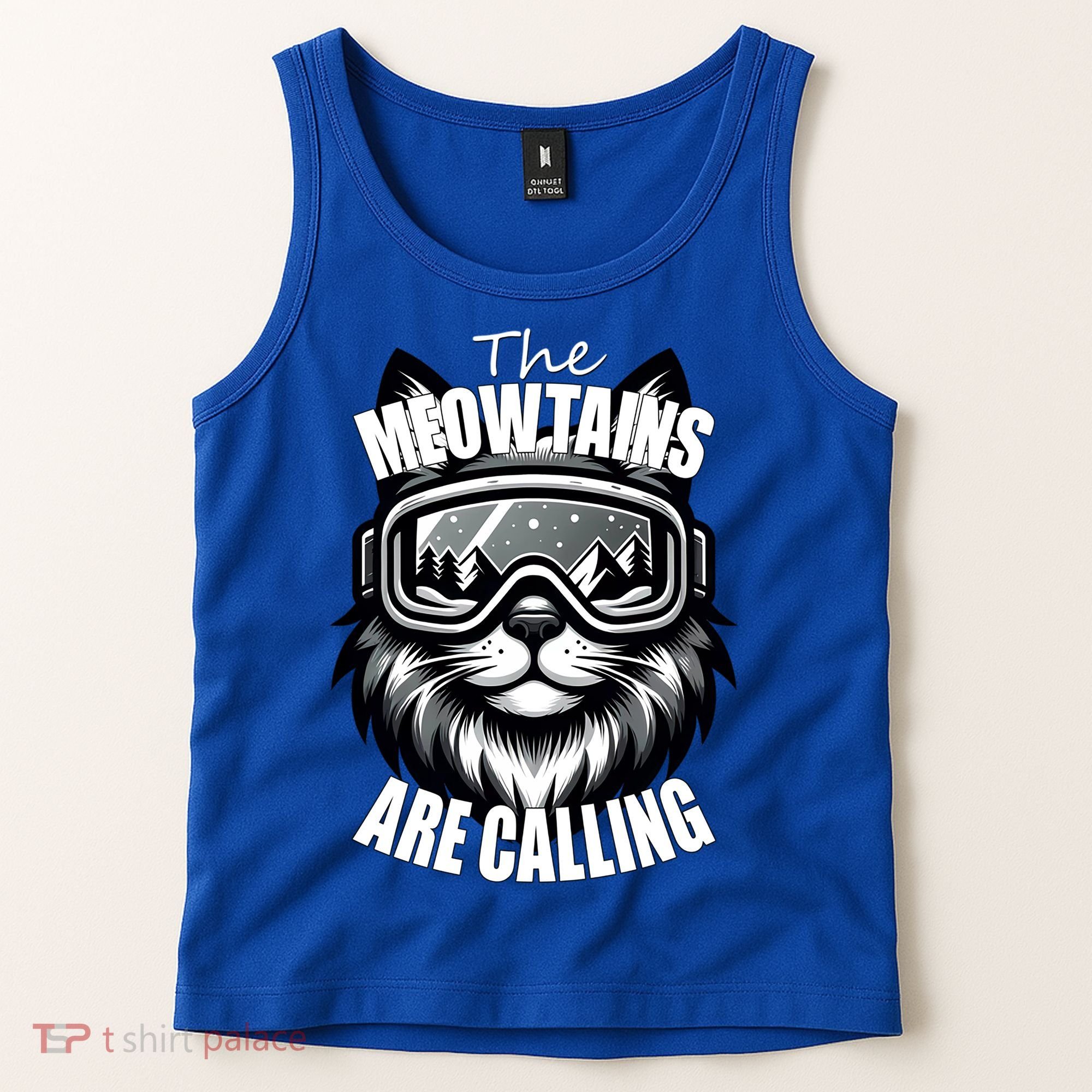 Funny Cat The Meowtains Are Calling Snowboard Ski Lover Tank Top