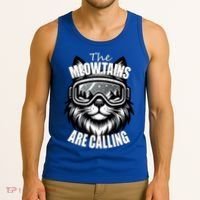 Funny Cat The Meowtains Are Calling Snowboard Ski Lover Tank Top thumb 3