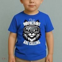 Funny Cat The Meowtains Are Calling Snowboard Ski Lover Toddler T-Shirt thumb 2