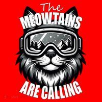 Funny Cat The Meowtains Are Calling Snowboard Ski Lover Santa Hat thumb 1