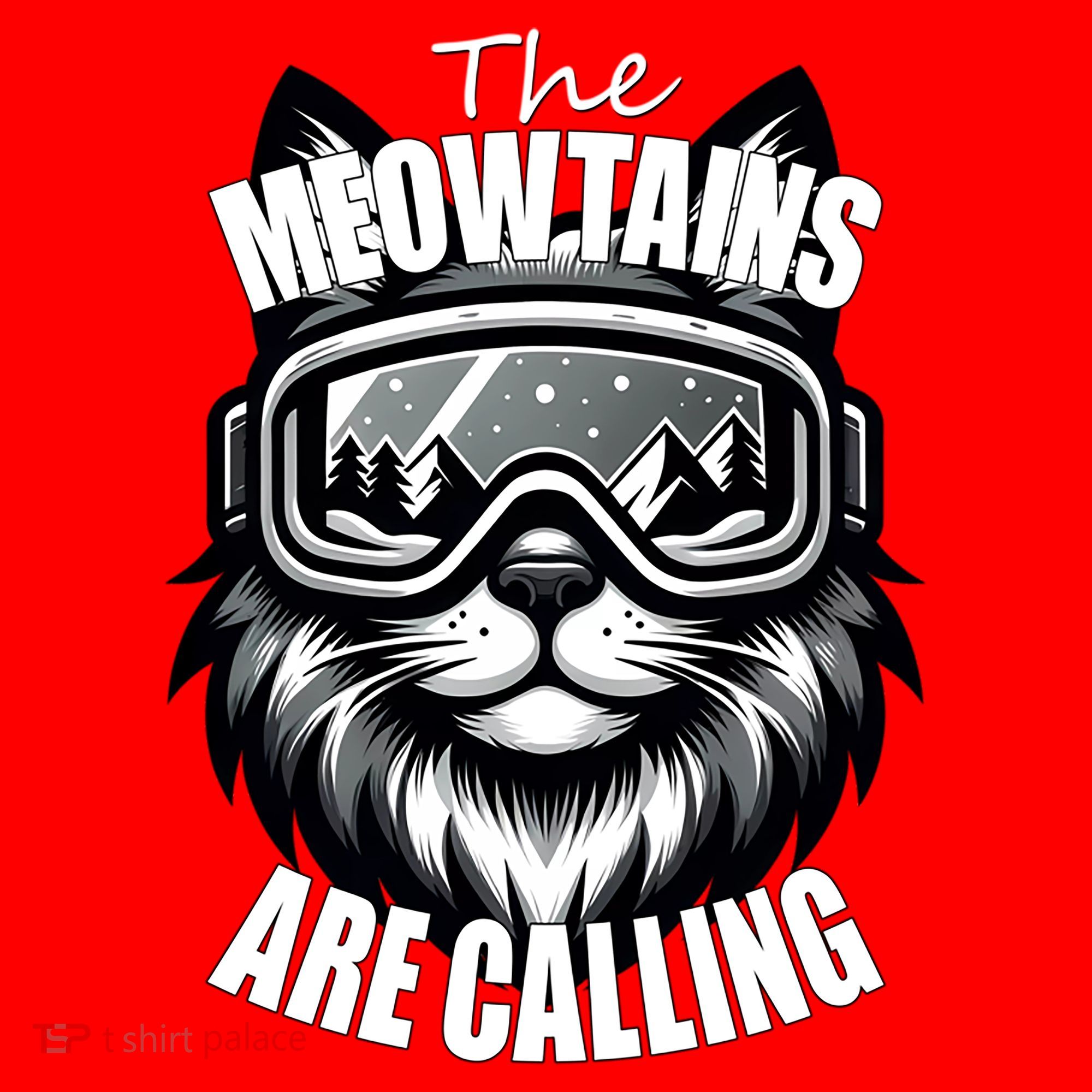 Funny Cat The Meowtains Are Calling Snowboard Ski Lover Santa Hat