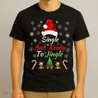Funny Christmas Tree Single Ready To Jingle Christmas Jingle Xmas Holiday Gift T-Shirt thumb 3