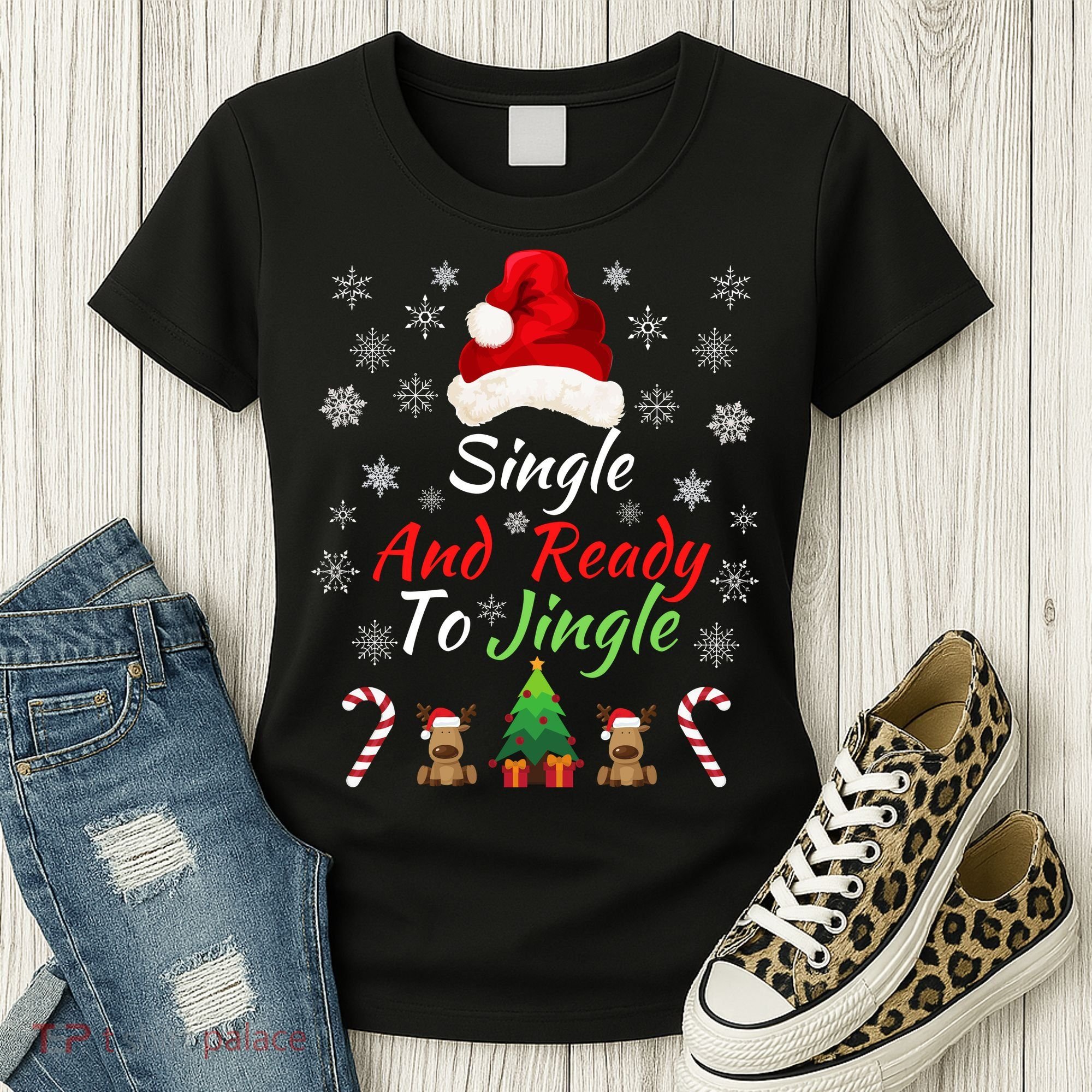 Funny Christmas Tree Single Ready To Jingle Christmas Jingle Xmas Holiday Gift Women's T-Shirt