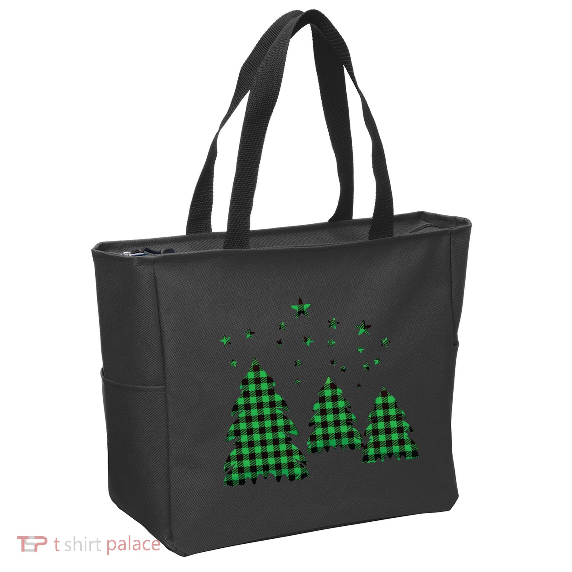 Festive Christmas Trees Pattern Tote Bag