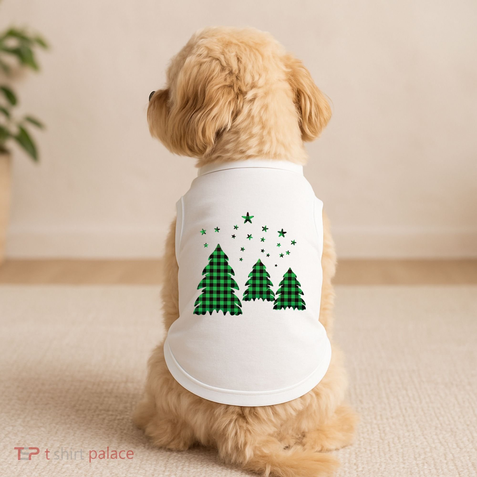 Festive Christmas Trees Pattern Doggie Tank