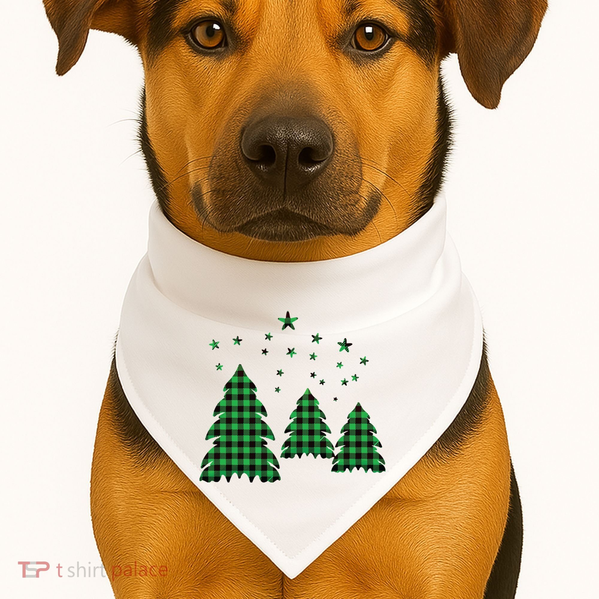 Festive Christmas Trees Pattern USA-Made Doggie Bandana