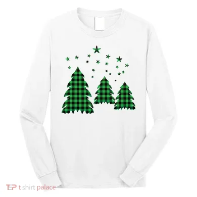 Festive Christmas Trees Pattern Long Sleeve Shirt