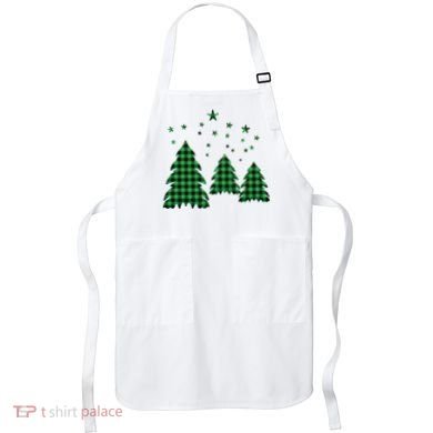 Festive Christmas Trees Pattern Apron