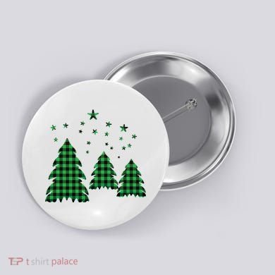 Festive Christmas Trees Pattern Button