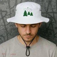 Festive Christmas Trees Pattern Bucket Hat thumb 2