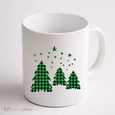 Festive Christmas Trees Pattern Coffee Mug back