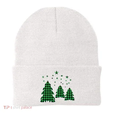 Festive Christmas Trees Pattern Beanie