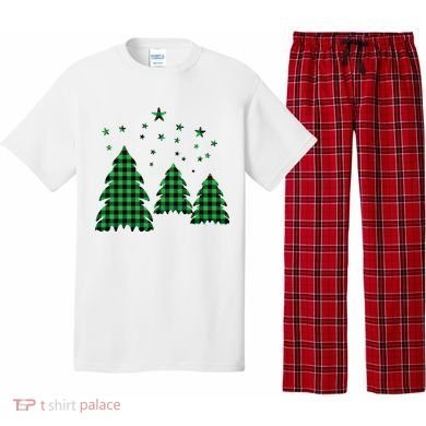 Festive Christmas Trees Pattern Pajama Set