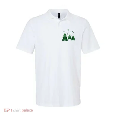 Festive Christmas Trees Pattern Polo