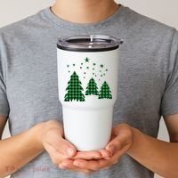 Festive Christmas Trees Pattern Tumbler thumb 2