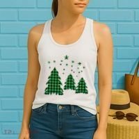 Festive Christmas Trees Pattern Women's Tank Top thumb 2